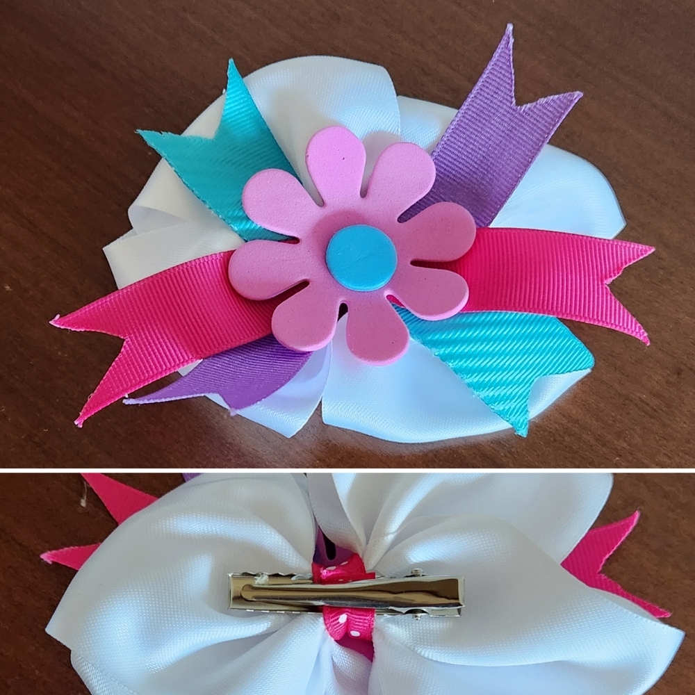 Handmade Multi Color Tutu & Bow Clip - Picture 3 of 3